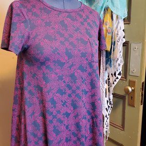 Lularoe Grey and Pink Midi Dress
